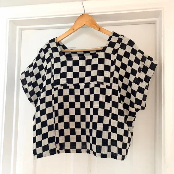 Ace & Jig Prudence Hotwheel Size M Black and White Checkered Blouse - Picture 3 of 4